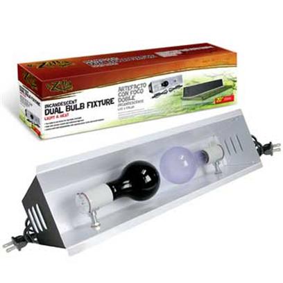 R-Zilla Presents R-Zilla (Rzil) Dual Inc Strip Black Incandescent Light 20'. Compact Fixture Provides Both Heat and Light Dual Cords for Individual Bulb Control Ceramic Sockets Withstand High Temperatures Two Bulbs for Twice the Reptile Habitat Convenience Thanks to this Compact Two-Bulb Housing, Incandescent Light and Heat can Fit in Tight Spaces. A Low Profile 4" High Hood Includes Twin Ceramic Light Sockets...Perfect for Daytime and Nighttime Bulbs. Both Operate Independently on Separate Cords with in-Line Rocker Switches. An Ideal Match for Day/Night Programming with an R-Zilla Power Controller (Sold Separately). Both Fixtures are Rated Up to 150 Watts and are Cul Listed. For Larger Terrariums, Place Two of these 20" Fixtures End to End. Dimensions- L20.75 W5.75 H4.00 [36956]