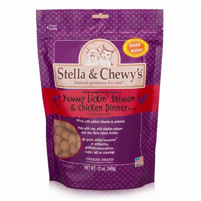 Stella & Chewy's Presents Stella & Chewy's Freeze Dried Yummy Lickin' Salmon Chicken for Cat 12oz Bag. Stella and Chewy's is Dedicated to the Simple Idea that Dogs and Cats should be Healthy and Happy Every Day of their Lives. The Freeze Dried Meals are Packed Uncooked and Made from Pure, Simple and Minimally Processed Ingredients to Provide your Pet with Food as Nature Intended! All Meals are Prepared in House by Stella and Chewy'ssecurebynature Food Safety Process to Protect Naturally Against Harmful Bacteria while Maintaining Food Integrity and Taste. Available in Great Flavors for your Dog Like Beef, Chicken, Lamb, Duck and Fish and Great Flavors for your Cat Like Salmon and Chicken, Each Meal is Made from Raw, Naturally Raised Meat, Chicken and Fish from Reputable Usda-Inspected Sources and Organic Vegetables. There are no Added Fillers or Grains and there is no Cooking Process to Leech Away Nutrients, only Natural Taste and Necessary Vitamins and Minerals. The Raw Diet Improves Appetite and Digestion, Stamina and Vitality, Improves the Immune System and Helps your Pet Maintain and Healthier Coat and Skin. Help Keep your Pet Healthy and Happy with Stella and Chewy's Freeze Dried Meals. Primary Protein Source Salmon Primary Carb Source Salmon Analysis Crude Protein Min 45.0% Crude Fat Min 25.0% Crude Fiber Max 1.0% Moisture Max 5.0% Taurine Min 0.15% Calorie Content (me Calculated); 4,890 Kcal/Kg; 140 Kcal/Oz Formulated to Meet the Nutritional Levels Established by the Aafco Cat Food Nutrient Profiles for all Life Stages. [36984]