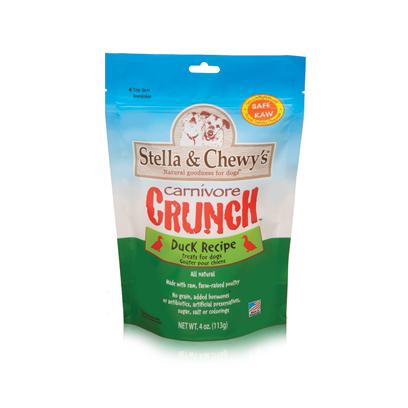 Stella & Chewy's Presents Stella & Chewy's Carnivore Crunch Dog Treats-Duck 4oz. Stella and Chewy's Carnivore Crunch Treats are Made with Stella and Chewy's Pure Dedication to Animal Health and Happiness. Made from Raw, Naturally Raised, Usda-Inspected Meats and Organic Vegetables, you can Treat your Pet as Nature Intended! The Securebynature Food Safety Process Protects Naturally Against Bacteria and Maintains Food Integrity. This Tasty Treat is Available for Both Dogs and Cats in Great Flavors Like Beef, Chicken and Duck and can be Sprinkled over Food for Added Nutrition and Taste or Given Whole as a Reward. Show your Pet how Much you Care with Stella and Chewy's Carnivore Crunch Treats! [37003]