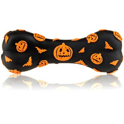 Buy Halloween Boo Bone 7' as if Bones Weren’T Creepy Enough, Vo-Toys has Decided to Deck them out in True Halloween Fashion Black with Orange Bats and Jack-O-Lanterns. With a Classic Bone Shaped Design, this Toy Could Serve as a Tug, Fetch, or Chew Toy. A Mysterious, Spooky Component of this Chew Toy is that is Squeaks no Matter where it’S Squeezed. Give it a Squeeze Anywhere and you’Ll Hear a Delightful Little Two-Toned Squeak. The Bats and Jack-O-Lanterns are Raised on the Surface of the Bone, Adding Extra Texture to an Otherwise Smooth Bone. This Toy is just the Right Level of Spooky for your Best Friends. Mysterious, but not so Scary that Tossing it to them will Make them Flee. Mix Things Up this Halloween with a Squeaky, Decorative “Boo” Bone! [37015]
