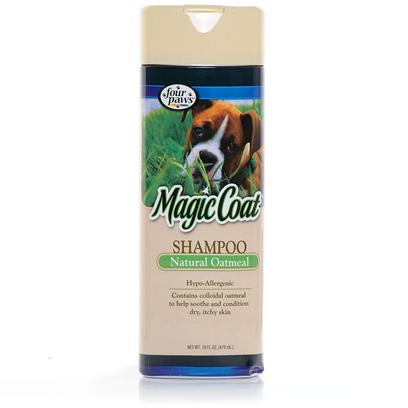 Four Paws Presents Magic Coat Natural Oatmeal Shampoo 16oz. Magic Coat Natural Oatmeal Shampoo is Hypo-Allergenic and Used by Veterinarians and Professional Groomers for the Relief of Dry, Itchy Skin. Excellent for Dogs that Require Steroid Treatment. We Recommend Supplementing with Magic Coat Natural Oatmeal Crme Rinse. [37032]