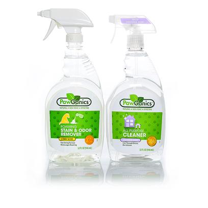 Pawganics Presents Pawganics Stain and all Purpose Cleaner Sale Package. This Wonderful Smelling Odor Remover from Pawganics is a Must-have in your Natural Pet Product Toolkit, but we don't Want to Leave you Stranded without a Good all Purpose Cleaner, so We've Thrown One in for Free. We Hope you Enjoy. Our Stain & all Purpose Cleaner Sale Includes · Pawganics Foaming Stain & Odor Remover O Pawganics Foaming Stain & Odor Remover Fights Tough Pet Accidents and Smells Natural. Our Powerful Instant Foaming Formula Penetrates Deep Down and Eliminates the Worst of Smells, Helping to Discourage your Pet from Resoiling. · Pawganics all Purpose Cleaner O Pawganics all-Purpose Household Cleaner Utilizes Natural, Non-Toxic Ingredients that Perform as Well as Conventional Cleaners. Safe for Use on any Hard Surface Throughout your Home. Works Great on Kennels, Crates, in the Car, Etc. [37046]