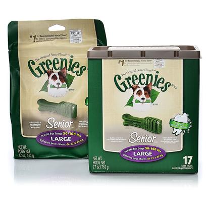Greenies Presents Greenies Senior Large for Dogs 50-100 Lbs 17 Count. Greenies Senior ® Canine Dental Chews are Specially Formulated for Aging Dogs, 7 Years or Older, and are the #1 Veterinarian-Recommended Dental Chews* that Provide a Total Oral Health Solution. In Pet Specialty, Among Veterinarians that Recommended Dental Chews for at-Home Oral Care. Greenies Senior ® Dental Chews are Naturally Made with Added Vitamins, Minerals, Taurine, and Chlorophyll (Sodium Copper Chlorophyllin) to Provide a Complete Oral Care, and Offer a Nutritionally Complete and Balanced Blend of Highly Soluble and Digestible Proteins for Adult Dogs Based on Aafco Recommendations. Greenies Senior ® Dental Chews are Specifically Formulated to Address the Needs of Older Dogs (7+) with a Soft and Chewy Texture that's Easier on Sensitive Teeth and Gums. The Blend of High-Quality Proteins Fortified with Vitamins and Minerals Make Greenies Senior ® Dental Chews Nutritionally Complete and Balanced for Adult Dog Maintenance. And Greenies Senior ® Dental Chews also Contain Natural Sources of Antioxidants for a Healthy Immune System as Well as the Addition of Vegetable and Fruit Inclusions. [37106]