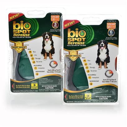 Buy Bio Spot Defense Flea & Tick on with Smart Shield 6 to 12 Lbs-3 Month Supply Bio Spot ® Spot on ® Flea & Tick Control for Dogs Ensures Continuing Long-Term Protection for your Pet. Bio Spot ® Spot on ® Products Kill Adult Fleas and Ticks and Contain an Insect Growth Regulator to Kill Flea Eggs and Larvae for Up to 30 Days. · New! The Bio Spot ® Smart Shieldtm Applicator · Keeps the Liquid off your Hands · Makes it Easier to Part your Pet's Fur · Gets Liqui Down to your Pet's Skin · Easy to Load and Apply! · Starts Killing Fleas and Ticks Within 15 Minutes · Fresh Clean Scent · Water Resistant in Humid and Wet Conditions · Contains Lanolin to Help Condition Coat · Formulated with an Insect Growth Regulator (Igr) to Break the Flea-Life Cycle · Controls Flea Reinfestation for Up to 2.5 Months [37194]