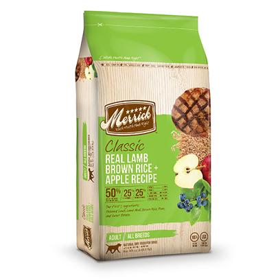 Merrick Presents Merrick Classic Real Lamb Brown Rice and Apples Adult Dog Food 15lb Bag. Dogs Thrive on Quality Protein and Healthy Fats, which is Why the Merrick Classic Real Lamb with Brown Rice & Apple Dry Dog Food is Made with High-Quality Protein, Whole Grains, Vegetables and Fruits to Provide a Natural Dog Food Formula Rich in Nutrients to Support the Overall Health of your Dog. Merrick Starts with Real and Wholesome Usda-Inspected Deboned Lamb as the First Ingredient with Amino Acids Necessary for Building Muscle and a Healthy Metabolism. Our Protein Rich Merrick Adult Recipe is Balanced with 50% Lamb Proteins 25% Fresh Produce and 25% Whole Grains Ingredients. This Food Revolution in the Dog Bowl Yields 25% Protein for Each Meal.Plus we Add Wholesome Grains, Vegetables and Fruits to not Skimp on all the Good Stuff your Dog Needs. We have Added Dha for Healthy Growth; Omega 6 and 3 Fatty Acids, 'Fur Friendly' Nutrients, that Help Support a Beautiful, Shiny Coat. Glucosamine and Chondroitin Help Maintain Joint Health so your Dog can Run and Play. [37347]