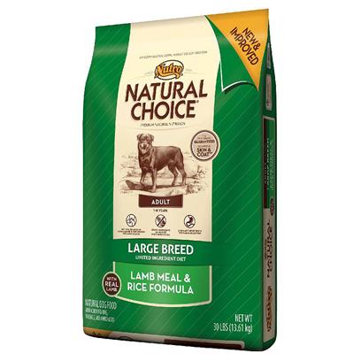 Nutro Presents Nutro Natural Choice Large Breed Adult Limited Ingredient Diet Lamb Meal & Rice Formula 30lb Bag. Limited Ingredient Diets for Large Breed Dogs can Help Minimize Food Sensitivities, Make Digestion Easier and Ensure that your Dog Receives the Natural Nutrition they Need. This Natural Choice Lamb Meal & Rice Formula Dog Food Offers a Premium Taste your Dog will Enjoy while Providing the Necessary Vitamins, Minerals and Antioxidants that are Crucial for a Healthy Metabolism. Each Bite is Infused with Patented Levels of Omega-6 Fatty Acid (Linoleic), Zinc and B Vitamins to Guarantee a Soft Coat that Shines. Plus, your Adult Large Breed Dog will Enjoy the Added Benefit of Naturally Sourced Glucosamine and Chondroitin for Strong Joints and Cartilage to Keep them Moving. [37414]