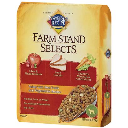 Del Monte Presents Nature's Recipe Farm Stand Select Turkey with Real Fruits and Vegetables 14lb Bag. The Right Variety of High Quality Ingredients, Including Flavorful Fruits and Vegetables, can Make a Meal so Enjoyable. That is Why Nature’S Recipe Farm Stand Selects Contains Carefully Selected Real Fruits and Vegetables, Savory Turkey and Hearty Grains. It is a Delicious and Nutritious Meal that will Delight your Dog’S Taste Buds while Nourishing his Body. And Since it is from Nature’S Recipe, Farm Stand Selects Delivers Great Taste Naturally, without Artificial Preservatives, Colors or Flavors. Give your Dog a Sweet Surprise of Flavorful Fruits and Tasty Vegetables for the Great Taste he Deserves! [37619]