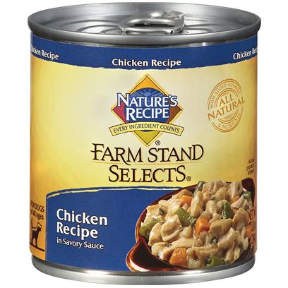 Del Monte Presents Nature's Recipe Farm Stand Select Chicken in Savory Sauce 10oz - Case of 24. Big Nutrition, Little can Made with Chicken, Nature's Recipe Farm Stand Selects Chicken Recipe in Savory Sauce is a Savory, Nutritious Meal for Every Stage of your Dog's Development. Ingredients Include Wholesome Grains and Vegetables. They Use Cuts of Chicken and Carefully Selected Carbohydrate Sources for Energy. Then we Cover it in a Special Sauce that your Dog will Love. It's Healthy and Tasty and Good in a Can. [37653]