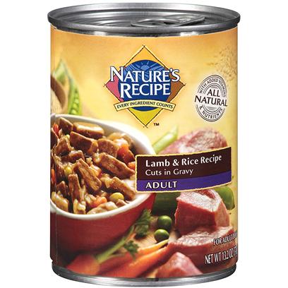 Del Monte Presents Nature's Recipe Adult Dog Food Lamb & Rice Homestyle Ground 13.2oz - Case of 12. In Each can of Nature's Recipe Dog Food Lamb & Rice Recipe Homestyle Ground You'll Find Tasty Lamb and Rice, with Other Ingredients, Cooked and Mixed, to Provide the Nutrients Required to Power your Dog's Metabolism and Alertness. [37662]