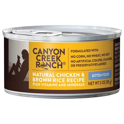 Nestle Purina Presents Canyon Creek Ranch Natural Chicken & Brown Rice Recipe for Kittens 3oz-Case of 24. Canyon Creek Ranch Natural Chicken & Brown Rice Recipe for Kittens, Sure to Please you New Kitten. [37760]