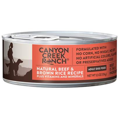 Purina Presents Canyon Creek Ranch Adult Dog Natural Beef & Brown Rice Recipe 5.5oz-Case of 24. Cany Creek Ranch Adult Dog Natural Beef & Brown Rice Recipe is a Natural Canned Dog Food that is Tasty, Wholesome and Formulated to Help Keep your Dog Healthy and Strong. [37831]