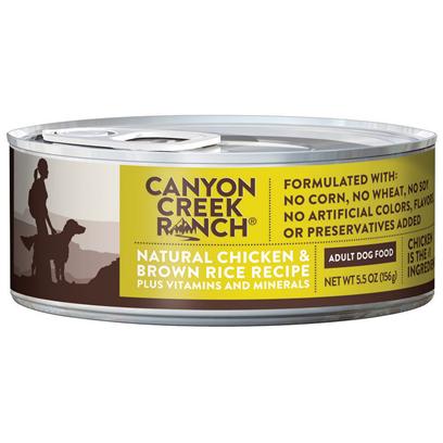 Purina Presents Canyon Creek Ranch Adult Dog Natural Chicken & Brown Rice Recipe 5.5oz-Case of 24. Cany Creek Ranch Adult Dog Natural Chicken & Brown Rice Recipe is a Natural Canned Dog Food is Tasty, Wholesome and Formulated to Help Keep your Dog Healthy and Strong. [37832]