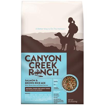 Purina Presents Canyon Creek Ranch Natural Chicken & Brown Rice Mix 24lb Bag (37873). Canyon Creek Ranch Natural Chicken & Brown Rice Mix is a Natural Dry Dog Food that is Tasty, Wholesome and Formulated to Help Keep your Dog Healthy and Strong. Chicken is the #1 Ingredient Along with Whole Peas and Diced Carrots. High-Quality Protein to Help Support Strong Muscles, Healthy Heart and Immune System, Healthy Skin, and Shiny Coat. [37873]