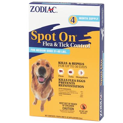 Zodiac Spot On Flea & Tick Control for Medium Dogs 31-60 lbs