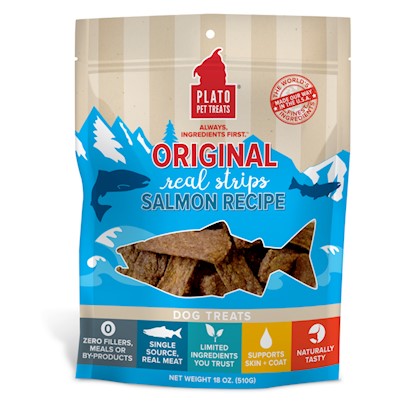 Plato Original Real Strips Salmon Recipe Dog Treats