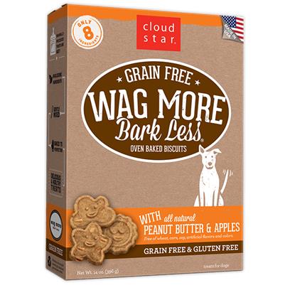 Cloud Star Wag More Bark Less Oven Baked Grain Free Peanut Butter and Apples Dog Treats