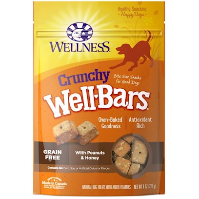Wellness Natural Grain Free Wellbars Crunchy Peanut and Honey Recipe Dog Treats
