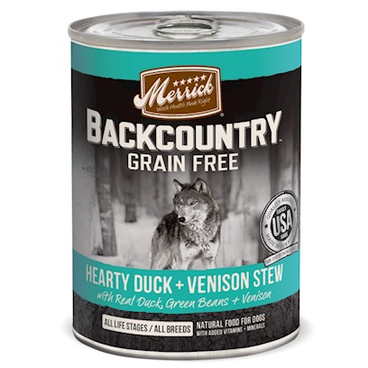 Merrick Backcountry Grain Free Hearty Duck and Venison Stew Canned Dog Food