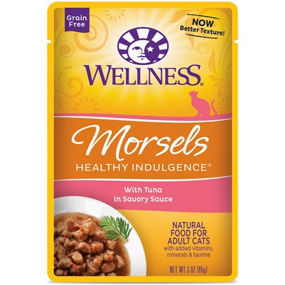 Wellness Healthy Indulgence Natural Grain Free Morsels with Tuna in Savory Sauce Cat Food Pouch