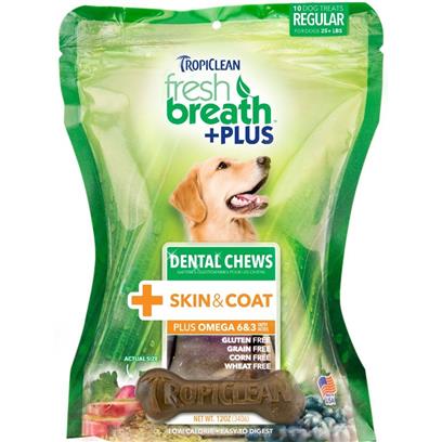 Tropiclean Fresh Breath Plus Skin and Coat Dental Treats for Dogs