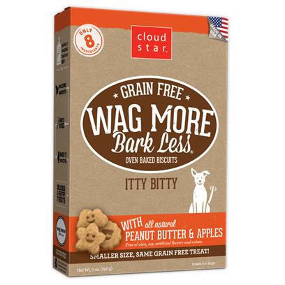 Cloud Star Wag More Bark Less Oven Baked Grain Free Itty Bitty Peanut Butter and Apple Dog Treats