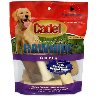 Cadet Rawhide Assorted Flavors Curls for Dogs