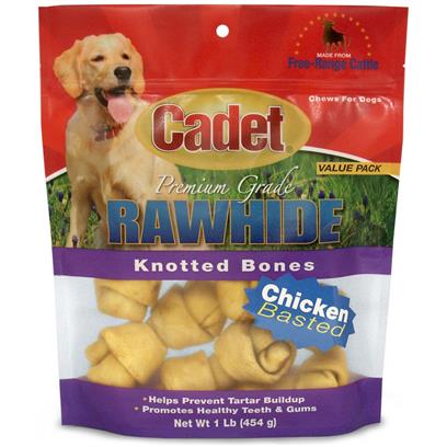 Cadet Rawhide Chicken Flavor Knotted Bones for Dogs