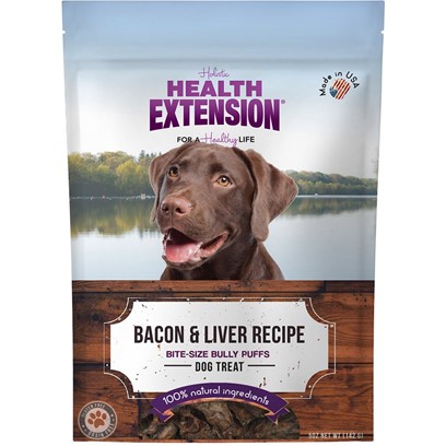 Health Extension Bully Puffs Bacon and Liver Dog Treats