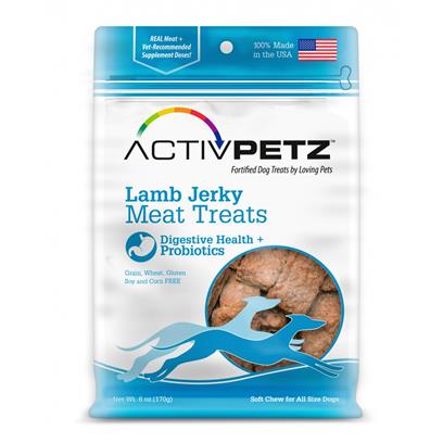 Loving Pets AcitvPetz Grain Free Lamb Jerky Digestive Health and Probiotics Dog Treats
