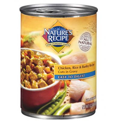 Nature's Recipe Easy to Digest Chicken Rice and Barley Cuts in Gravy Canned Dog Food