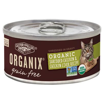 Castor and Pollux Organix Grain Free Organic Shredded Chicken and Chicken Liver Canned Cat Food