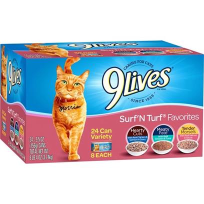 9 Lives Surf N' Turf Favorites Variety Pack Canned Cat Food