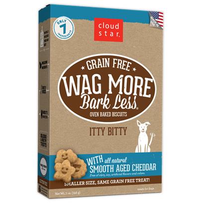 Cloud Star Wag More Bark Less Oven Baked Grain Free Itty Bitty Smooth Aged Cheddar Dog Treats