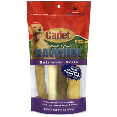 Cadet Rawhide Retriever Rolls for Dogs, Assorted Flavors