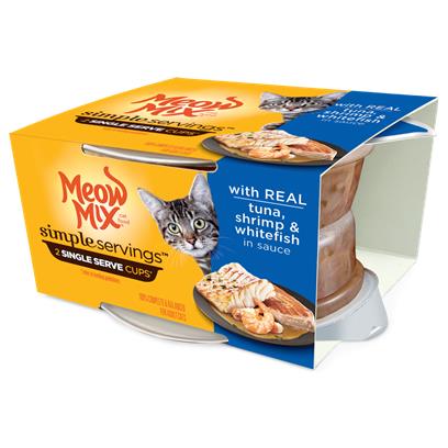 Meow Mix Simple Servings Adult Tuna, Shrimp and Whitefish Recipe Cat Food Tray