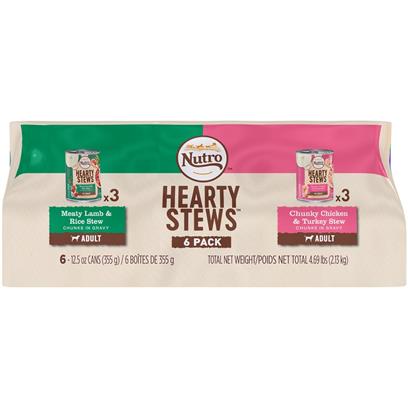Nutro Hearty Stews Lamb & Rice Stew and Chicken & Turkey Stew Canned Dog Food Variety Pack