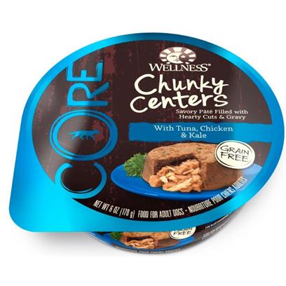 Wellness CORE Chunky Centers Grain Free Natural Tuna, Chicken and Kale Recipe Wet Dog Food Trays