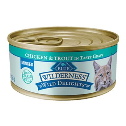 Blue Buffalo Wilderness Wild Delights Minced Chicken and Trout Recipe Canned Cat Food