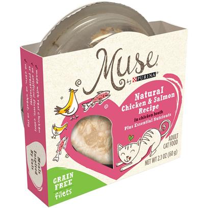 Purina Muse Natural Adult Grain Free Chicken and Salmon Recipe in Chicken Broth Cat Food Trays