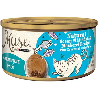 Purina Muse Grain Free Natural Ocean Whitefish and Mackerel Pate Recipe Canned Cat Food