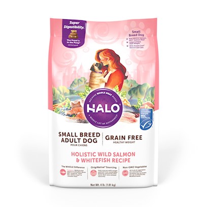Halo Small Breed Holistic Grain Free Healthy Weight Wild Salmon and Whitefish Dry Dog Food