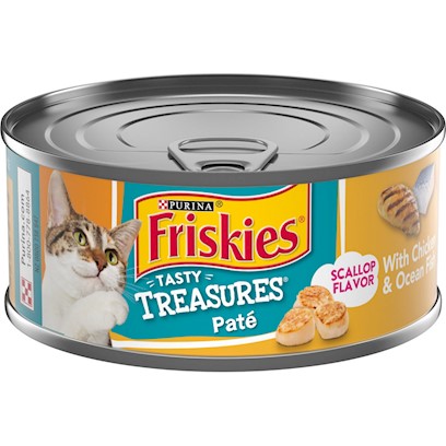 Friskies Tasty Treasures Pate Chicken and Ocean Fish Dinner with Cheese Canned Cat Food