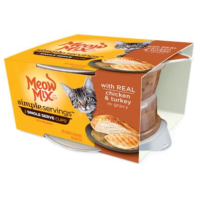 Meow Mix Simple Servings Adult Chicken and Turkey Recipe Cat Food Tray