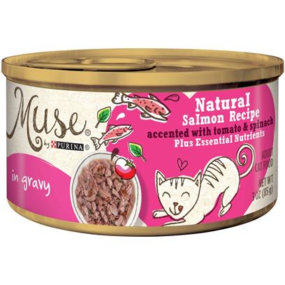 Purina Muse Natural Adult Grain Free Salmon Recipe with Tomato and Spinach in Gravy Canned Cat Food