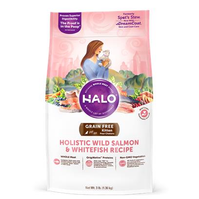 Halo Holistic Grain Free Wild Salmon & Whitefish Recipe Kitten Dry Cat Food