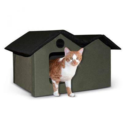 K&H Pet Products Unheated Olive Extra Wide Outdoor Kitty House