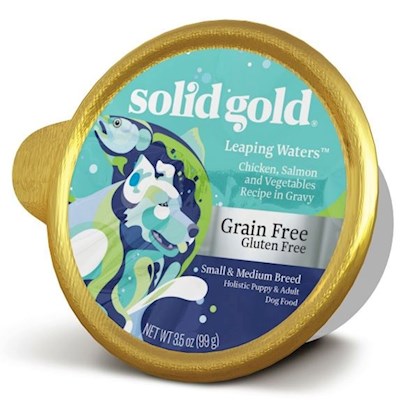 Solid Gold Grain Free Leaping Waters Small and Medium Breed with Chicken and Salmon Wet Dog Food Dog Food Tray