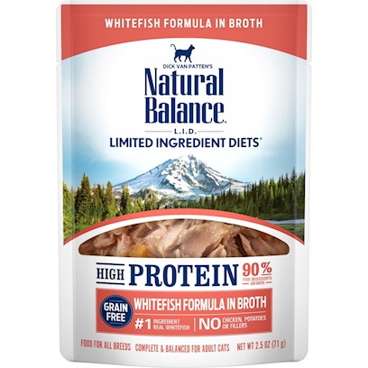 Natural Balance L.I.D. Limited Ingredient Diets High Protein Whitefish in Broth Pouch Wet Cat Food