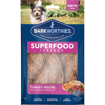 Barkworthies Turkey with Cranberry & Blueberry Superfood Jerky Dog Treats