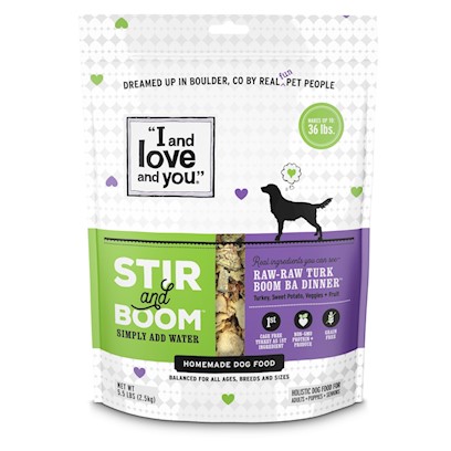 I and Love and You Grain Free Stir and Boom Raw Raw Turk Boom Ba Dehydrated Raw Dog Food